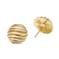 Sculpted Cable Stud Earrings 18K Yellow Gold, 14mm
