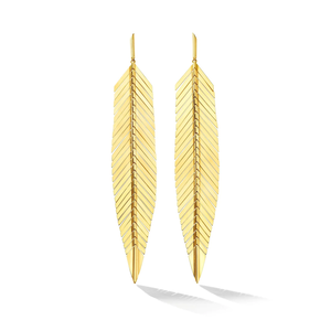 Cadar 18K Yellow Gold Large Feather Drop Earrings
