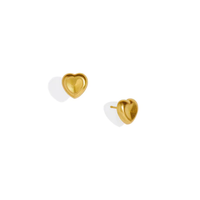 18K Yellow Gold Puffy Heart Stud Earrings