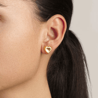 Christina Alexiou 18K Yellow Gold Puffy Heart Stud Earrings