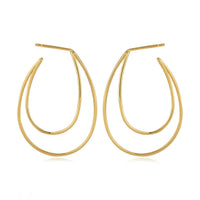 14K Yellow Gold Offset Oval Earrings