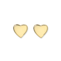 14K Yellow Gold Heart Stud Earrings