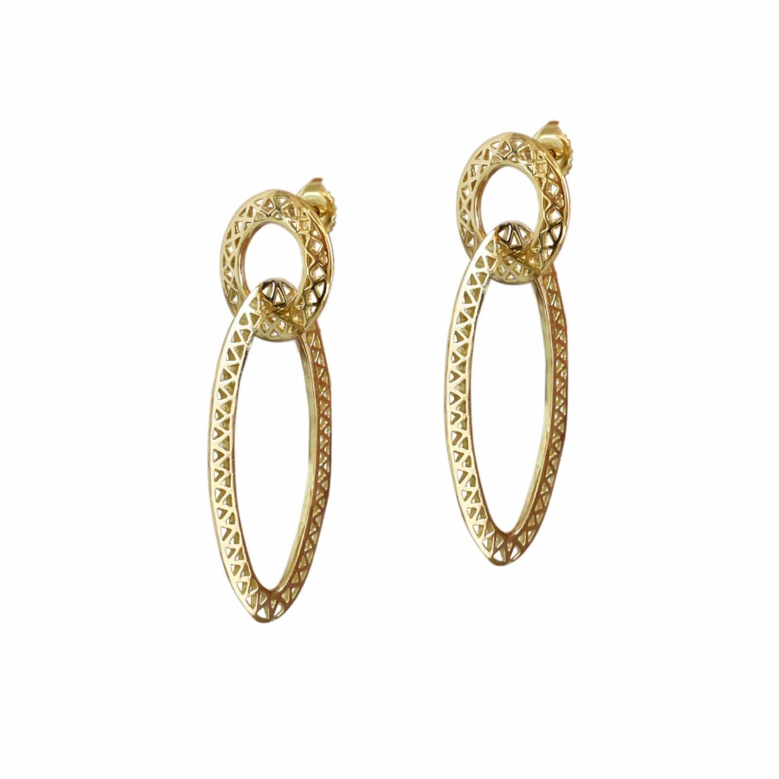 18K Yellow Gold Crownwork Drop Earrings