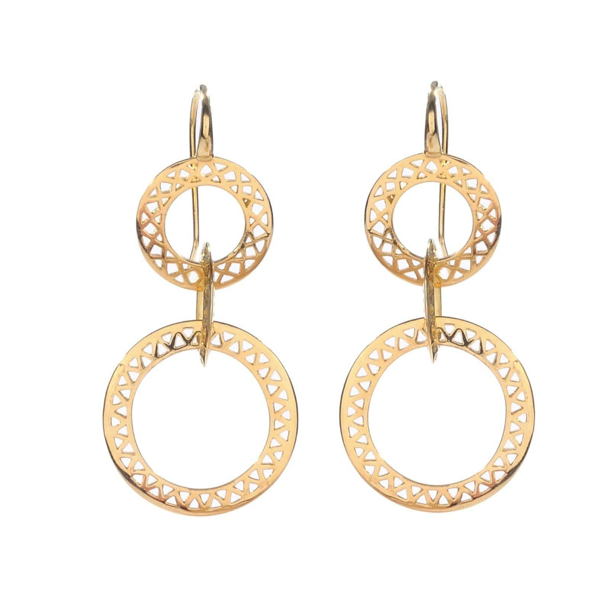 2 Big Gold Plated Creole Hoop Earrings – Diamond Bamboo Pattern, Retro Gypsy Style, Statement Hoops