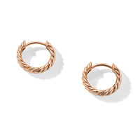 Sculpted Cable Huggie Hoop Earrings in 18K Rose Gold