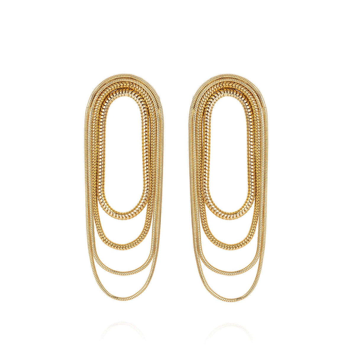 18K Yellow Gold Multi Chain Earrings