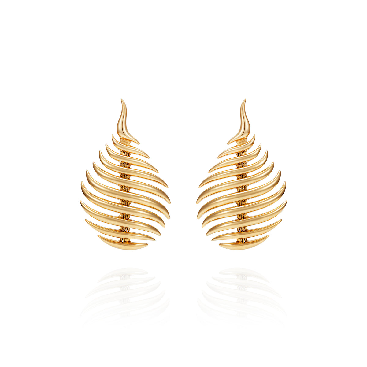 18K Yellow Gold Small Flame Earrings