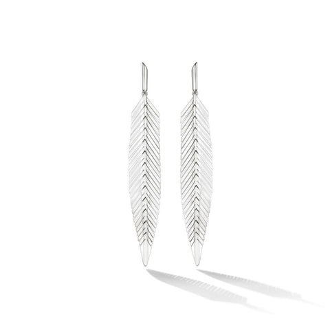Cadar 18K White Gold Feather Drop Earrings – Long's Jewelers