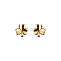 14K Yellow Gold Tiny Shamrock Studs