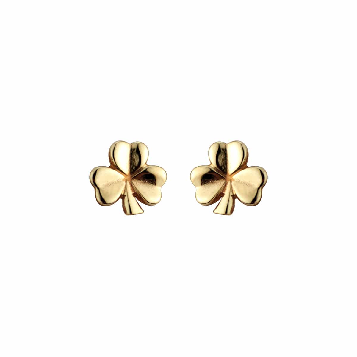 14K Yellow Gold Tiny Shamrock Studs