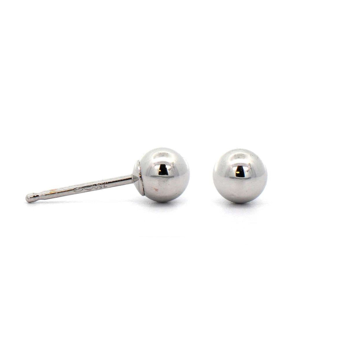 18K White Gold Ball Stud Earrings