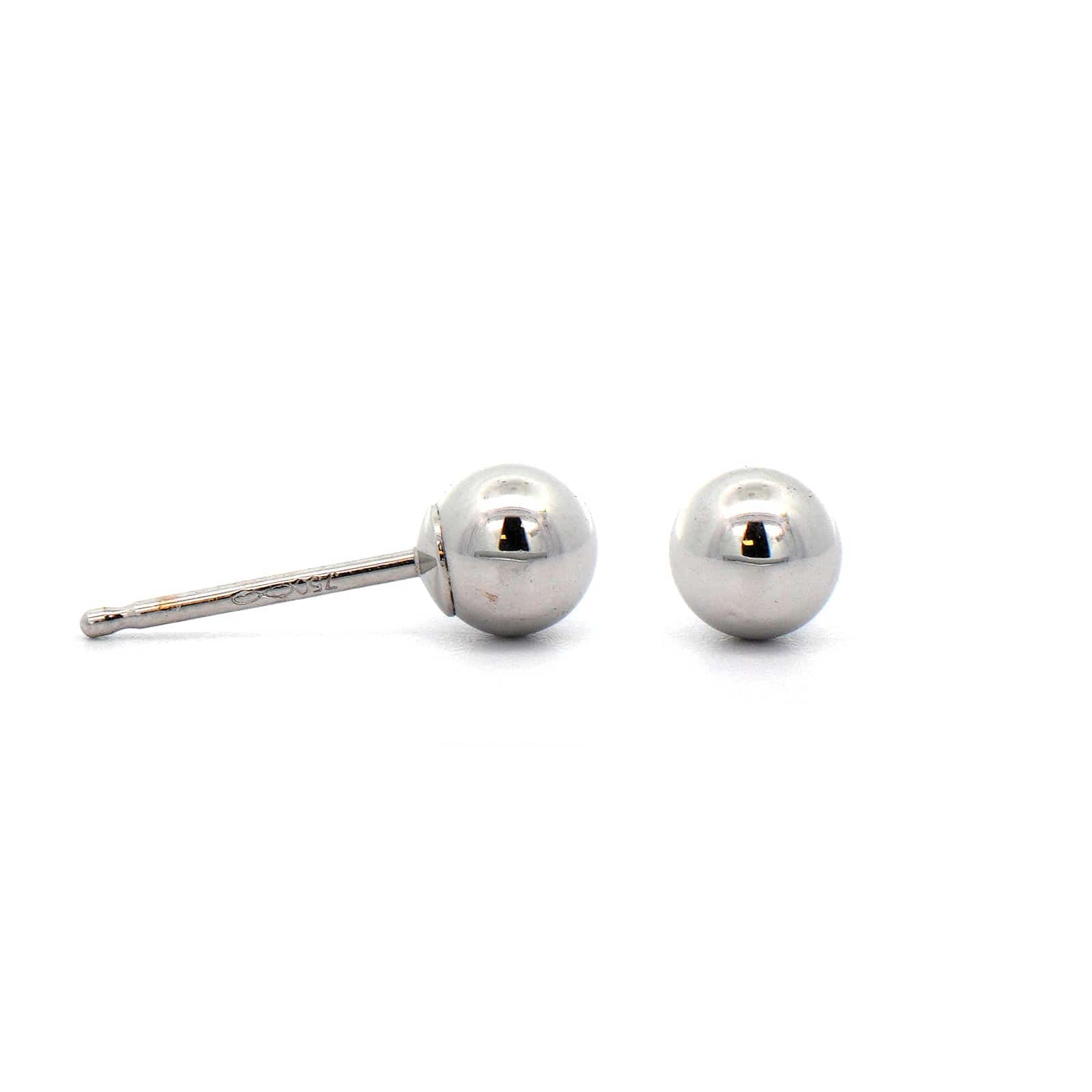 18K White Gold Ball Stud Earrings