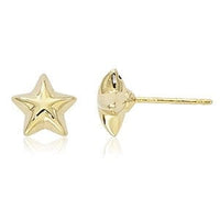 14K Yellow Gold Puffed Star Stud Earrings