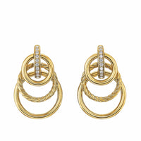 DY Mercer® Triple Ring Drop Earrings 18K Yellow Gold with Diamonds, 35.6mm