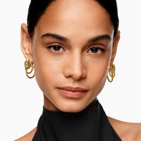 DY Mercer® Triple Ring Drop Earrings 18K Yellow Gold with Diamonds, 35.6mm