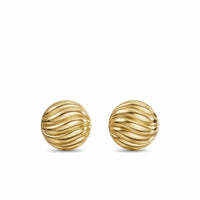 Sculpted Cable Stud Earrings 18K Yellow Gold, 9mm