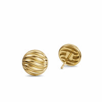 Sculpted Cable Stud Earrings 18K Yellow Gold, 9mm