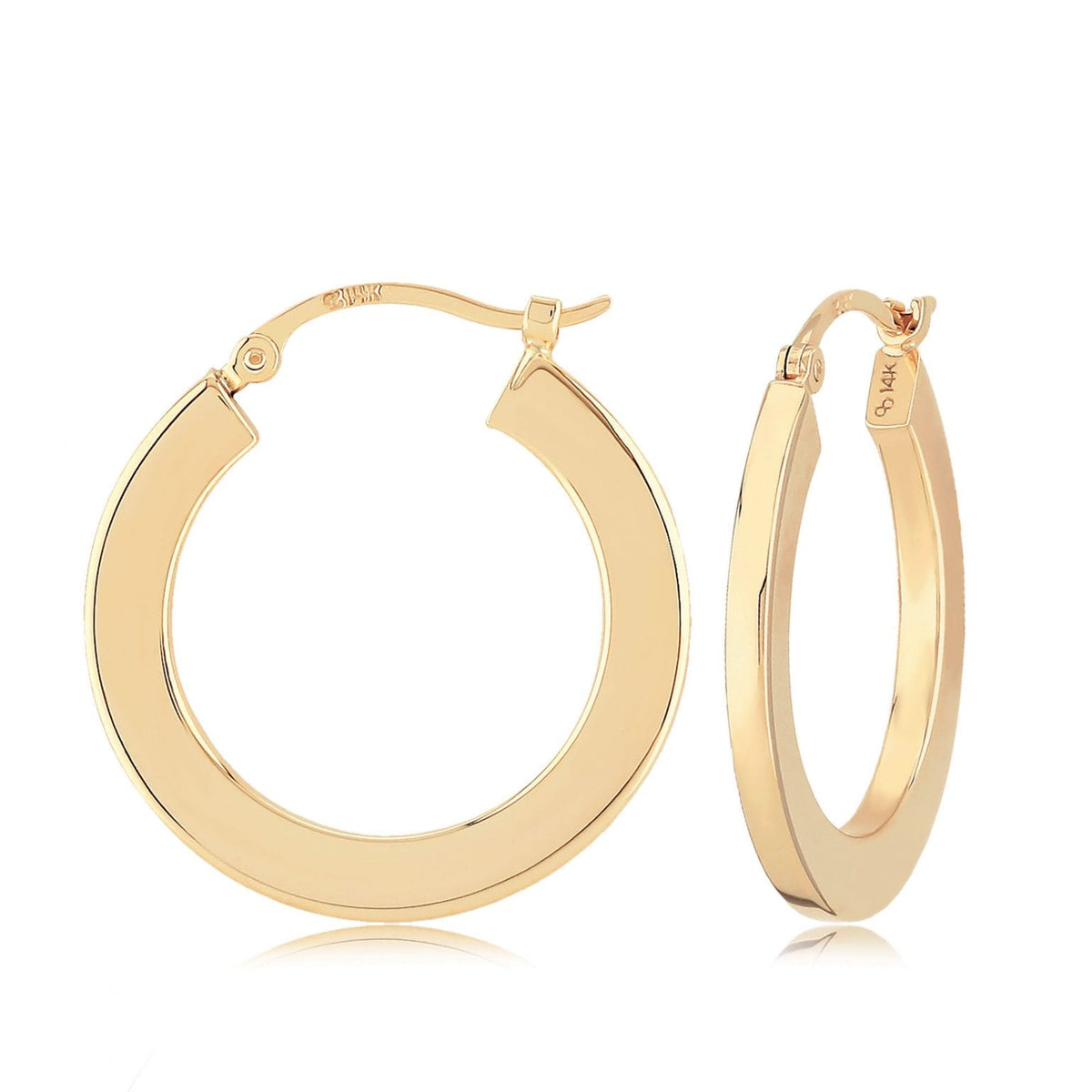 14K Yellow Gold Flat Hoop Earrings