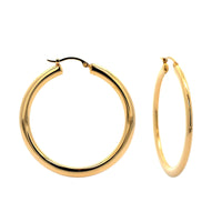 14K Yellow Gold Flat Hoop Earrings