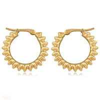 14K Yellow Gold Ribbed Hoop Earrings