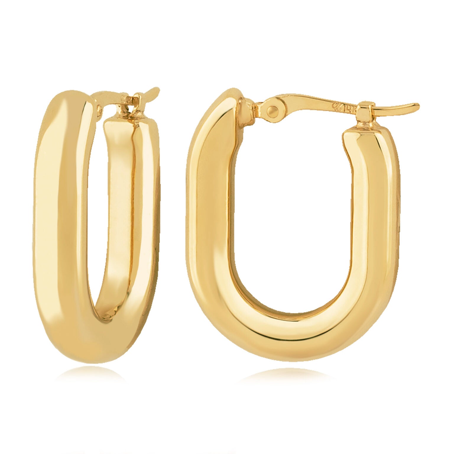 14K Yellow Gold U Hoop Earrings