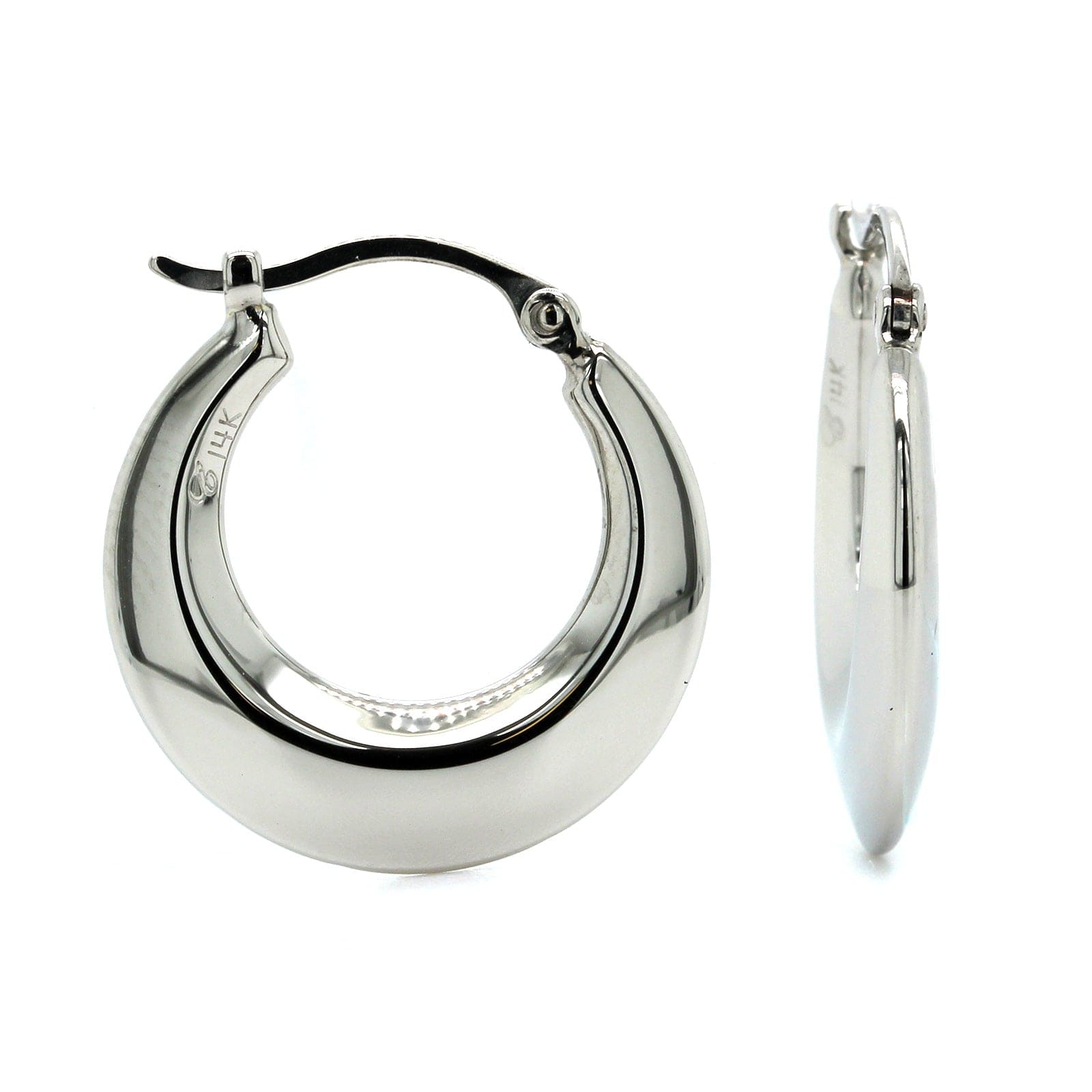 14K White Gold Medium Hoop Earrings