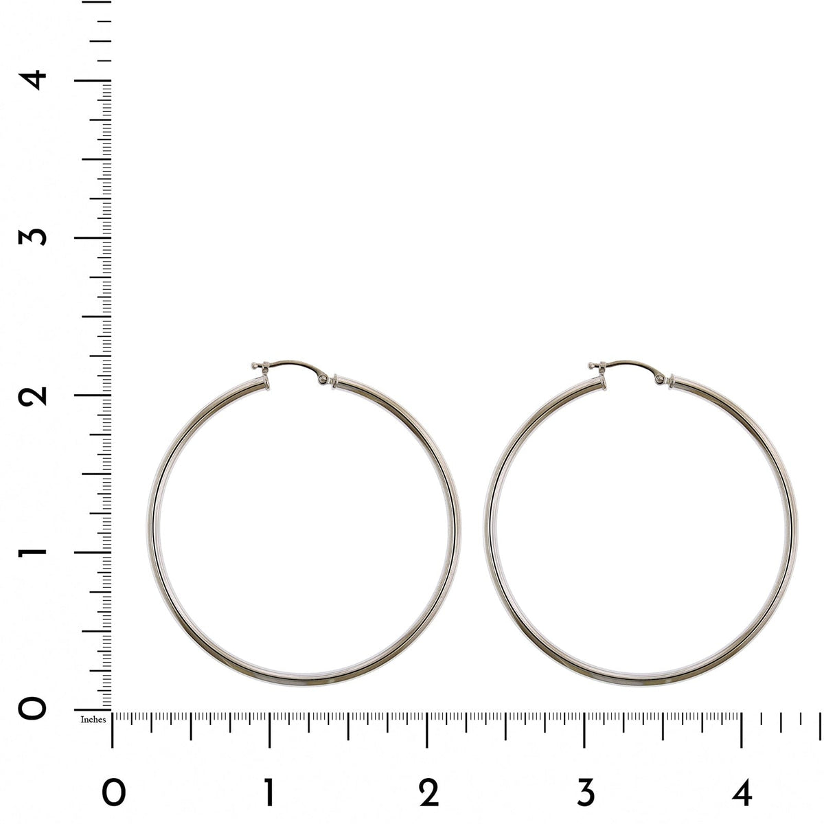 14K White Gold Round Tube Hoop Earrings