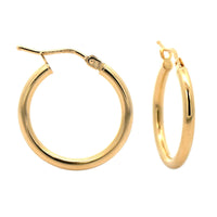 18K Yellow Gold Round Hoop Earrings