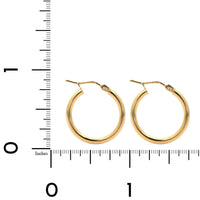 18K Yellow Gold Round Hoop Earrings