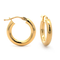18K Yellow Gold Round Hoop Earrings