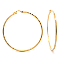 18K Yellow Gold Round Hoop Earrings