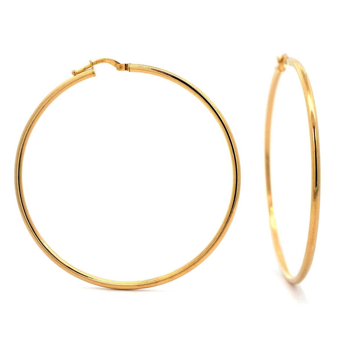 18K Yellow Gold Round Hoop Earrings