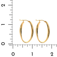 18K Yellow Gold Twisted Oval Wave Hoop Earrings