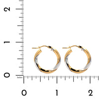 18K Yellow and White Gold Round Hoop Earrings
