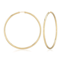 14K Yellow Gold Round Endless Hoop Earrings