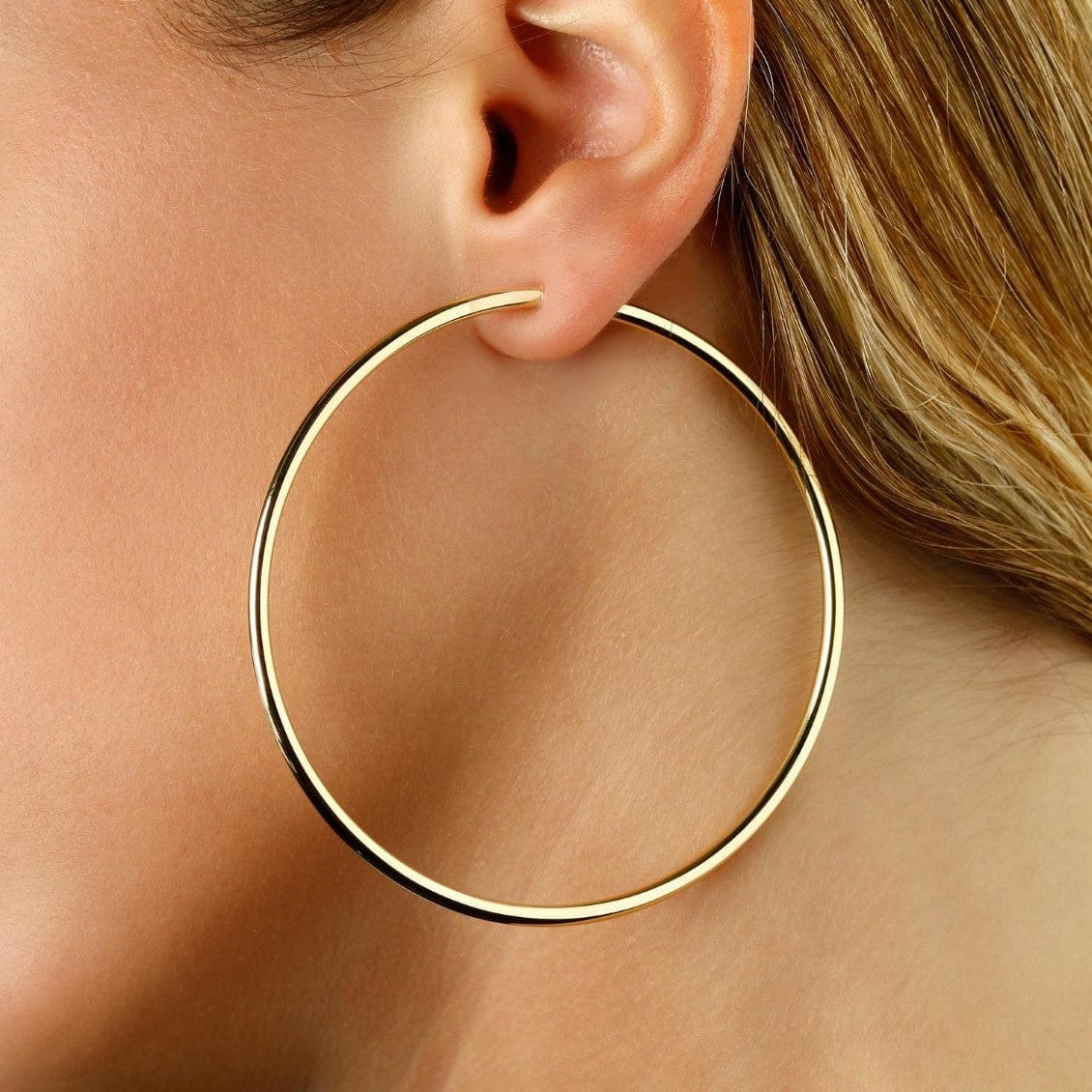 14K Yellow Gold Round Endless Hoop Earrings