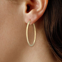 14K Yellow Gold Round Hoop Earrings