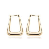 14K Yellow Gold Long U-Shape Hoop Earrings