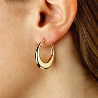 14K Yellow Gold Shell Hoop Earrings