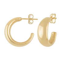 14K Yellow Gold Small Tapered J Hoop Earrings