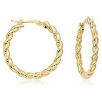 14K Yellow Gold Small Round Twisted Hoop Earrings