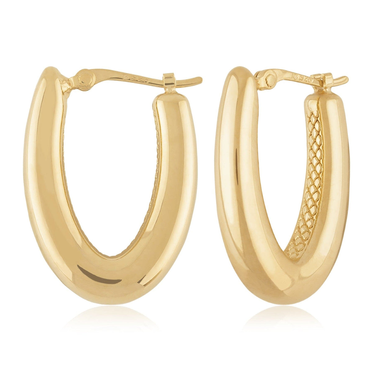 14K Yellow Gold Medium V Shaped Hoop Earrings