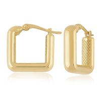 14K Yellow Gold Small Square Hoop Earrings