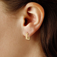 14K Yellow Gold Small Square Hoop Earrings