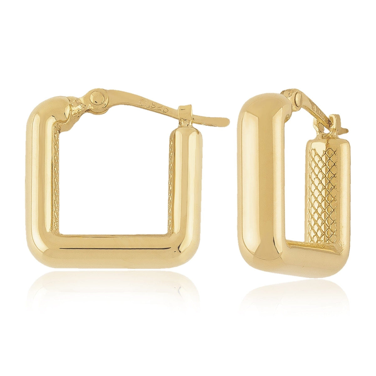 14K Yellow Gold Small Square Hoop Earrings