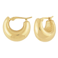 14K Yellow Gold X-Small Puff Bottom Hoop Earrings