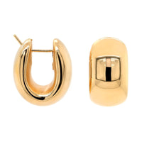 14K Yellow Gold Bold Wide Oval Electroform Hoop Earrings