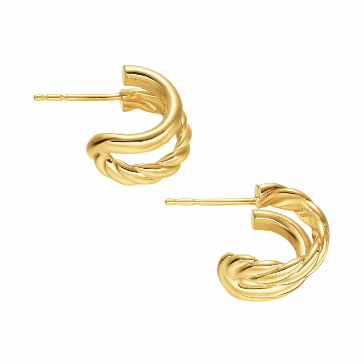 DY Mercer® Double Hoop Huggie Earrings 18K Yellow Gold, 13.5mm