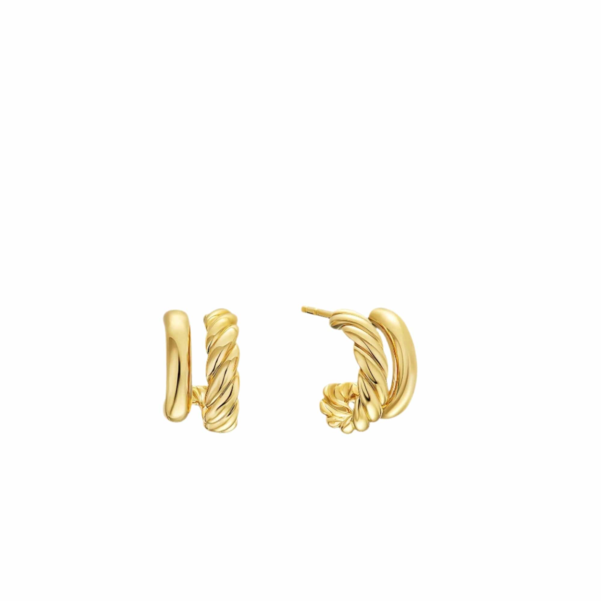 DY Mercer® Double Hoop Huggie Earrings 18K Yellow Gold, 13.5mm