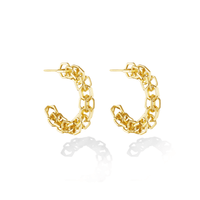 CADAR 18K Yellow Gold Medium B Home Chain Hoop Earrings